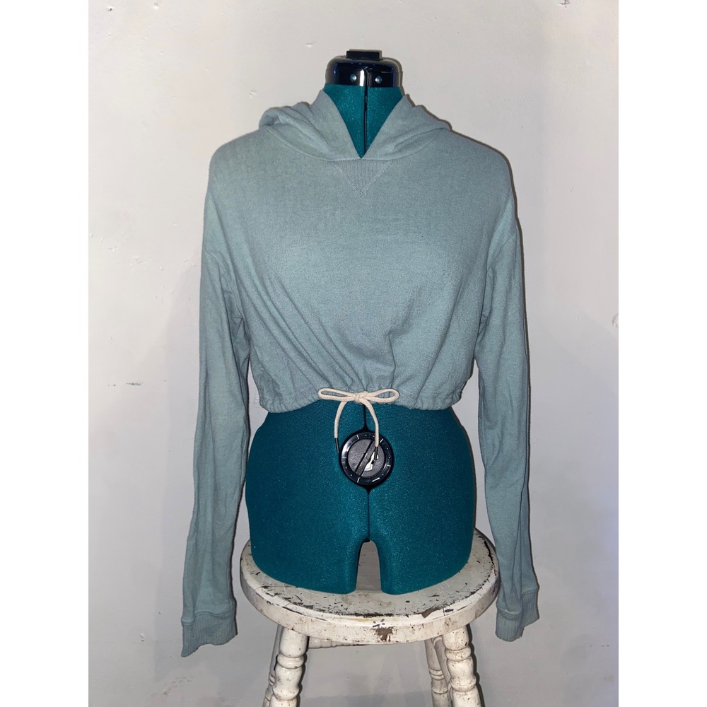 Out‎ From Under Urban Outfitters Athleisure Cropped Hoodie Aqua Drawstring Hem M